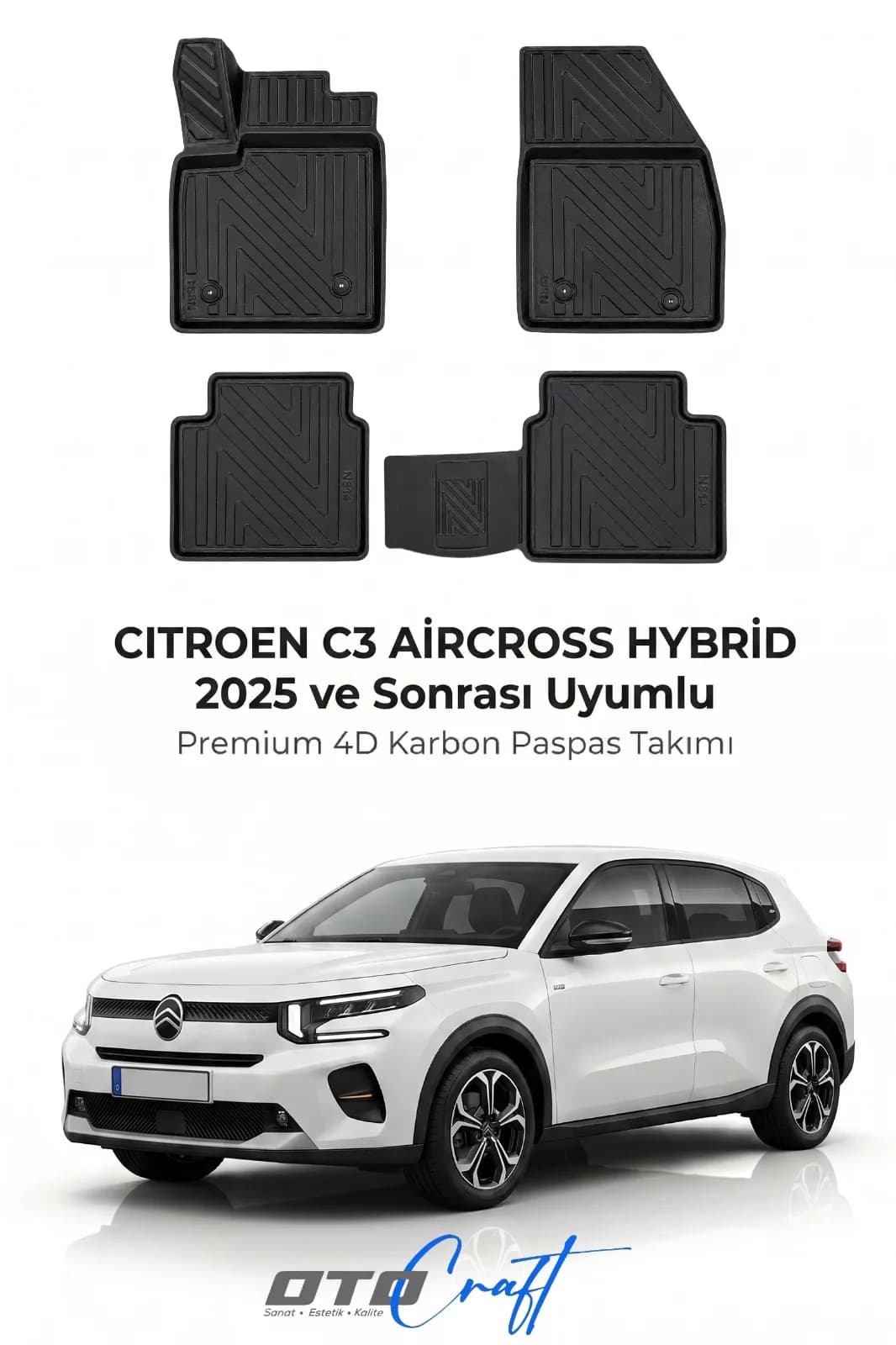 Citroën C3 Aircross Hibrit 2025 ve sonrası 4D Karbon Paspas
