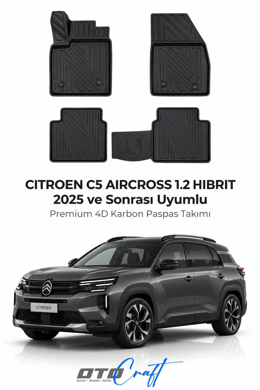Citroën C5 Aircross 1.2 Hibrit 2025 ve sonrası 4D Karbon Paspas