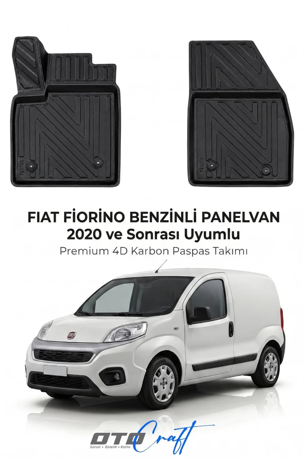 Fiat Fiorino Benzinli PV 2020 ve sonrası 4D Karbon Paspas