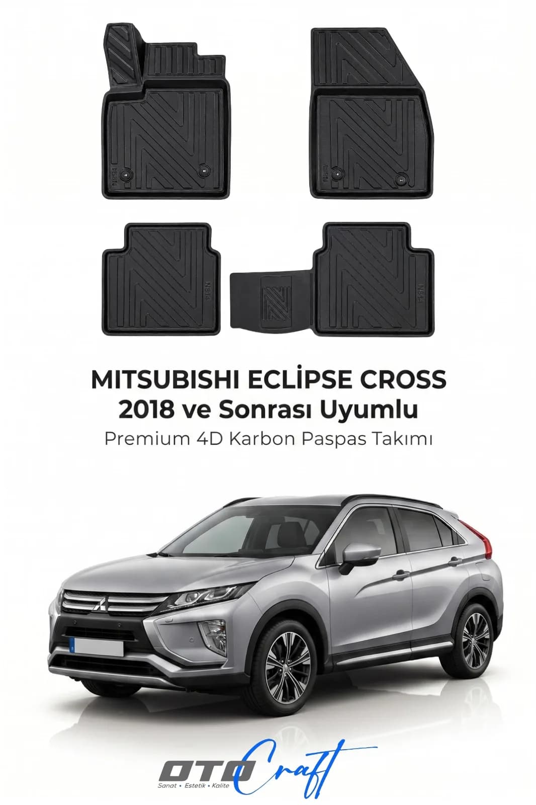 Mitsubishi Eclipse Cross 2018 ve sonrası 4D Karbon Paspas