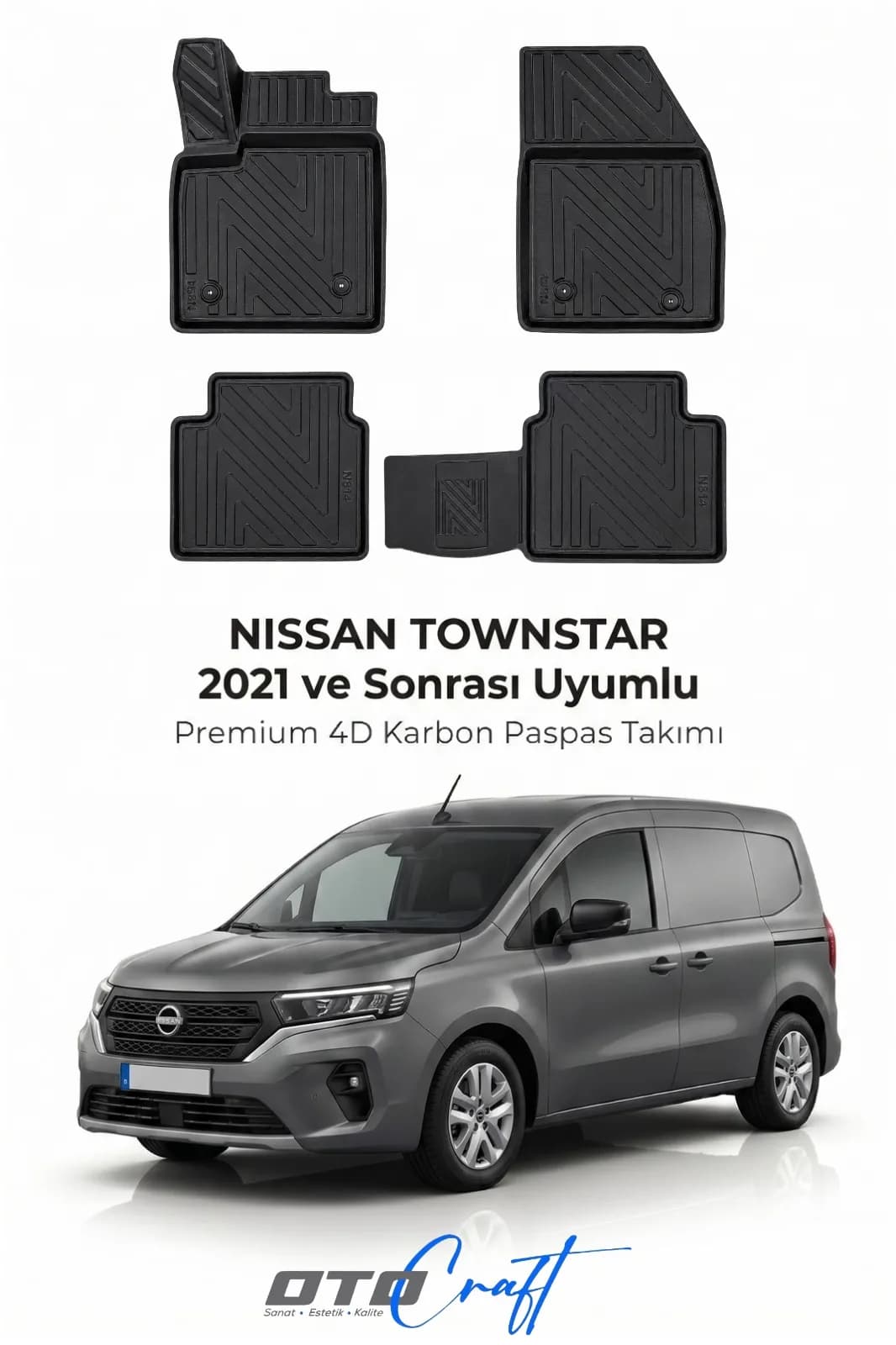 Nissan Townstar 2021 ve sonrası 4D Karbon Paspas