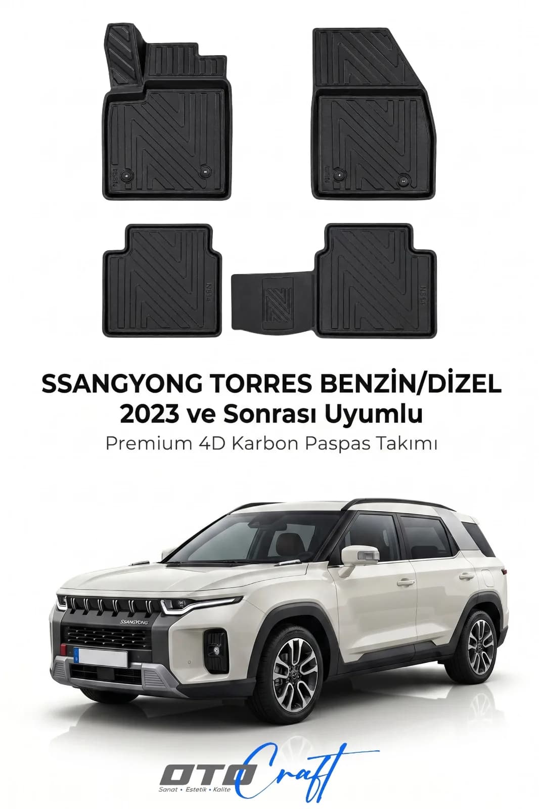 SsangYong Torres Benzinli/Dizel 2023 ve sonrası 4D Karbon Paspas
