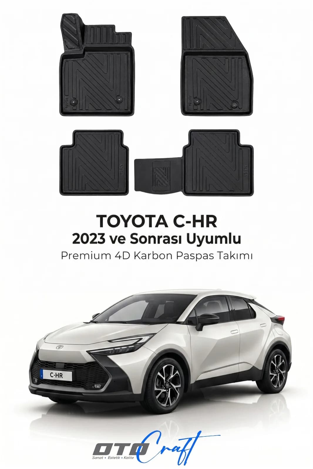 Toyota C-HR 2023 ve sonrası 4D Karbon Paspas