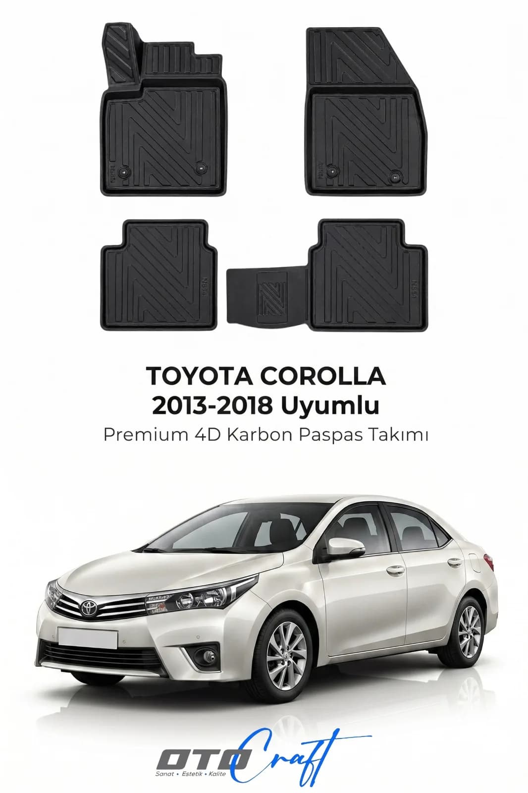 Toyota Corolla 2013-2018 4D Karbon Paspas